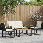 Gartenmöbel Set 4 pcs Schwarz und Cremeweiß Poly-Rattan