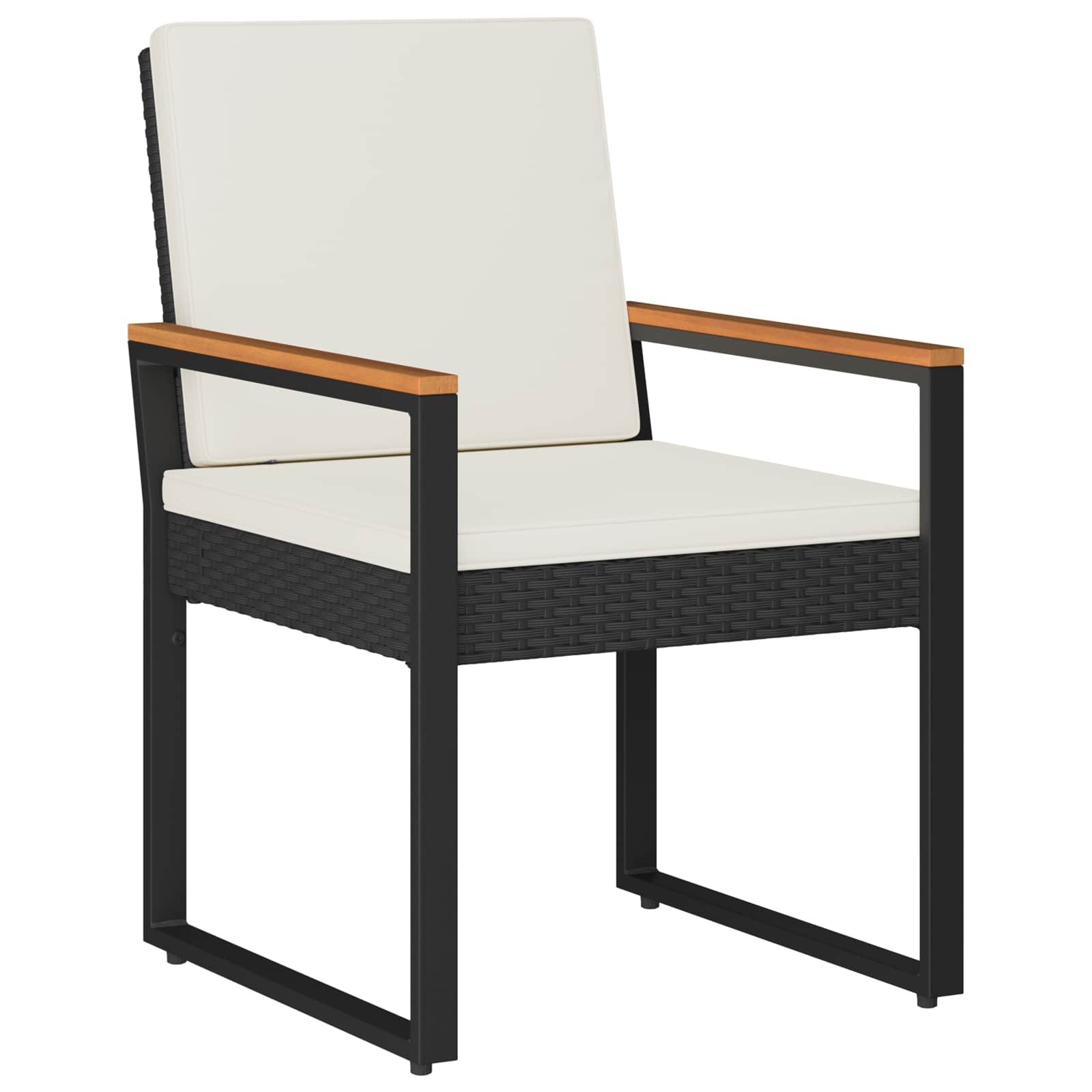 Gartenmöbel Set 4 pcs Schwarz und Cremeweiß Poly-Rattan