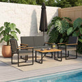 Gartenmöbel Set 4 pcs Grau und Dunkelgrau Poly-Rattan