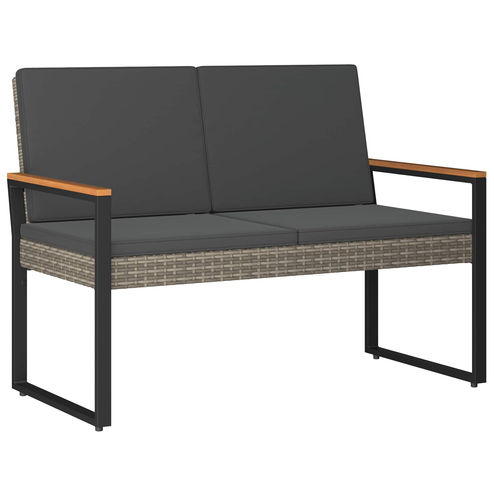 Gartenmöbel Set 4 pcs Grau und Dunkelgrau Poly-Rattan