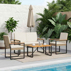 Gartenmöbel Set 4 pcs Beige und Cremeweiß Poly-Rattan