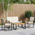 Gartenmöbel Set 4 pcs Beige und Cremeweiß Poly-Rattan