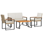 Gartenmöbel Set 4 pcs Beige und Cremeweiß Poly-Rattan