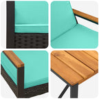 Gartenmöbel Set mit Kissen 4 pcs Schwarz und Türkis Poly-Rattan