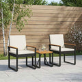 Gartenmöbel Set 3 pcs Schwarz und Cremeweiß Poly-Rattan