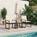 Gartenmöbel Set 3 pcs Schwarz und Cremeweiß Poly-Rattan