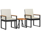 Gartenmöbel Set 3 pcs Schwarz und Cremeweiß Poly-Rattan