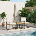 Gartenmöbel Set 3 pcs Beige und Cremeweiß Poly-Rattan