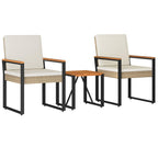 Gartenmöbel Set 3 pcs Beige und Cremeweiß Poly-Rattan