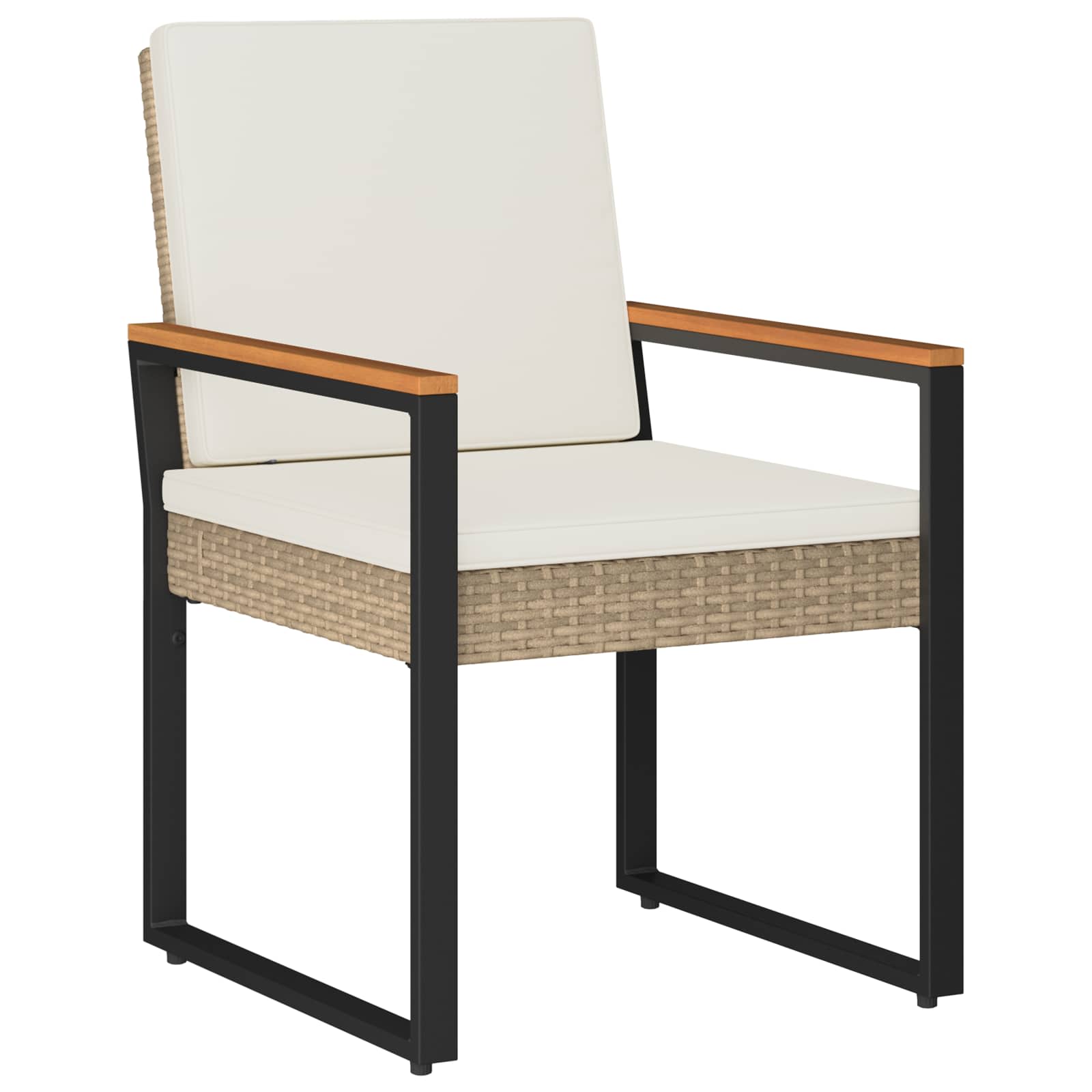 Gartenmöbel Set 3 pcs Beige und Cremeweiß Poly-Rattan