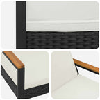 Bank Outdoor Schwarz und Cremeweiß 107 x 61 x 80 cm Poly-Rattan