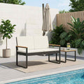 Bank Outdoor Schwarz und Cremeweiß 107 x 61 x 80 cm Poly-Rattan