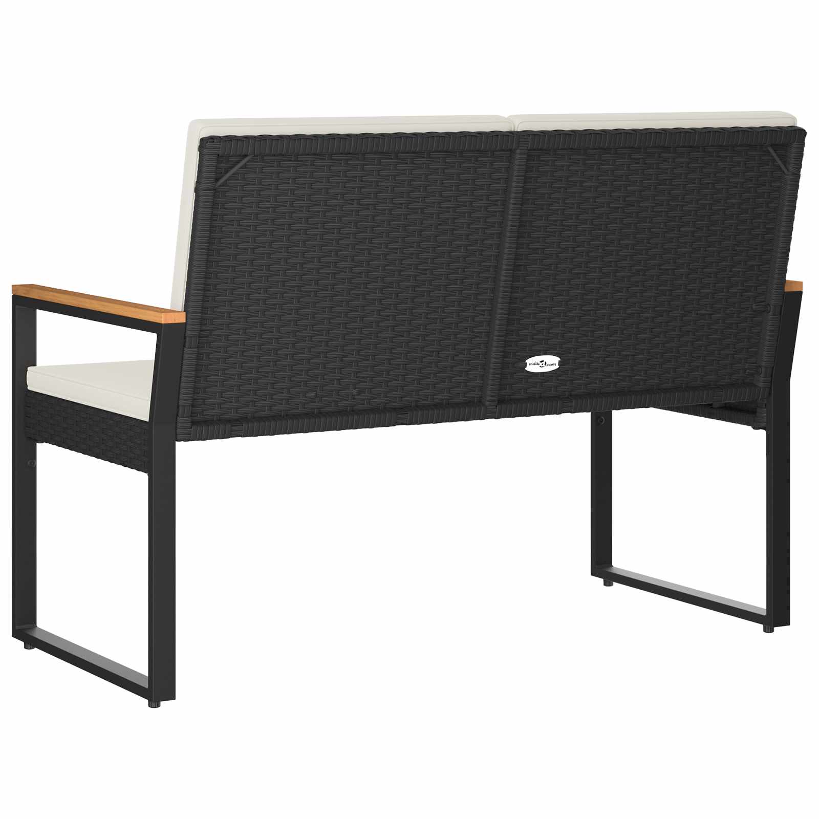 Bank Outdoor Schwarz und Cremeweiß 107 x 61 x 80 cm Poly-Rattan