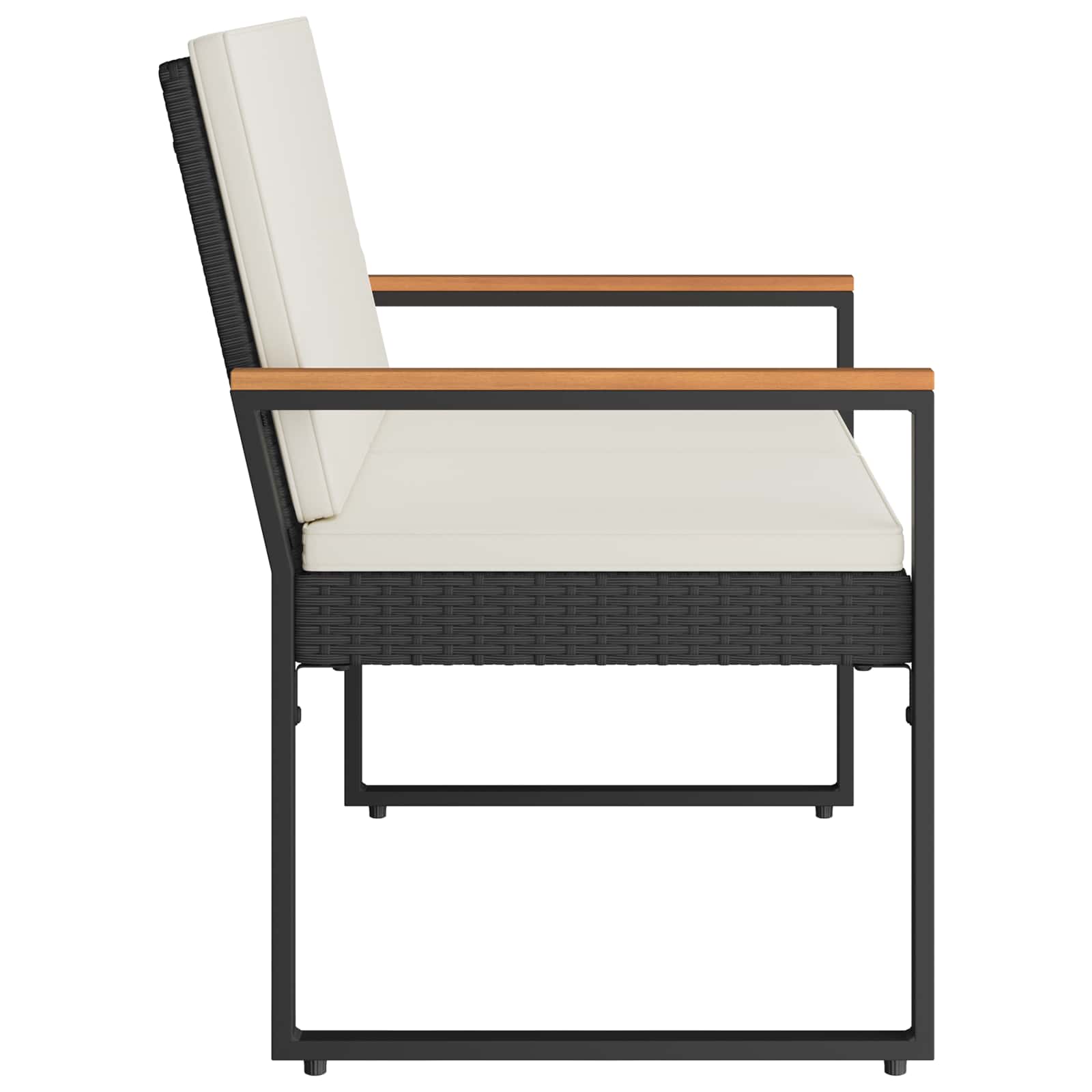 Bank Outdoor Schwarz und Cremeweiß 107 x 61 x 80 cm Poly-Rattan