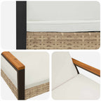 Bank Outdoor Beige und Cremeweiß 107 x 61 x 80 cm Poly-Rattan