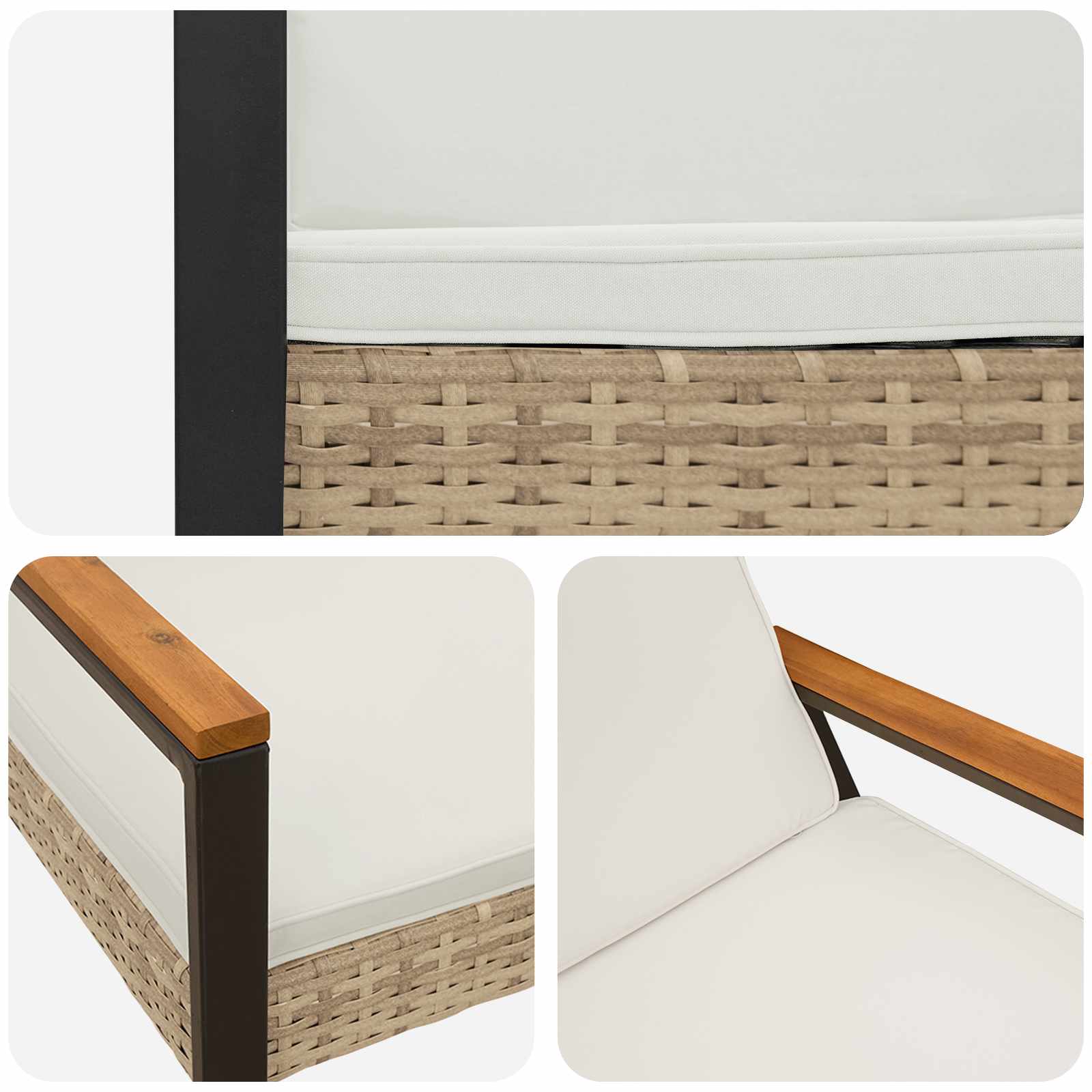 Bank Outdoor Beige und Cremeweiß 107 x 61 x 80 cm Poly-Rattan