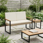 Bank Outdoor Beige und Cremeweiß 107 x 61 x 80 cm Poly-Rattan