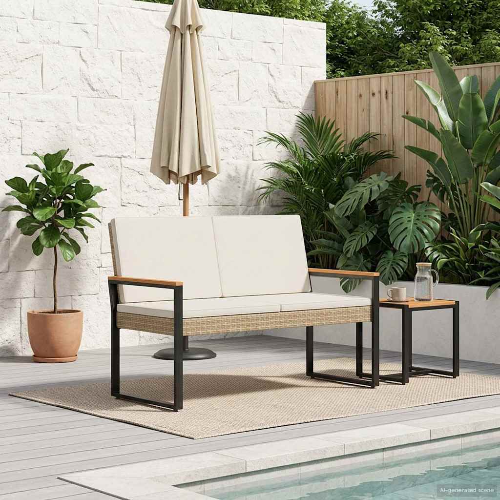 Bank Outdoor Beige und Cremeweiß 107 x 61 x 80 cm Poly-Rattan