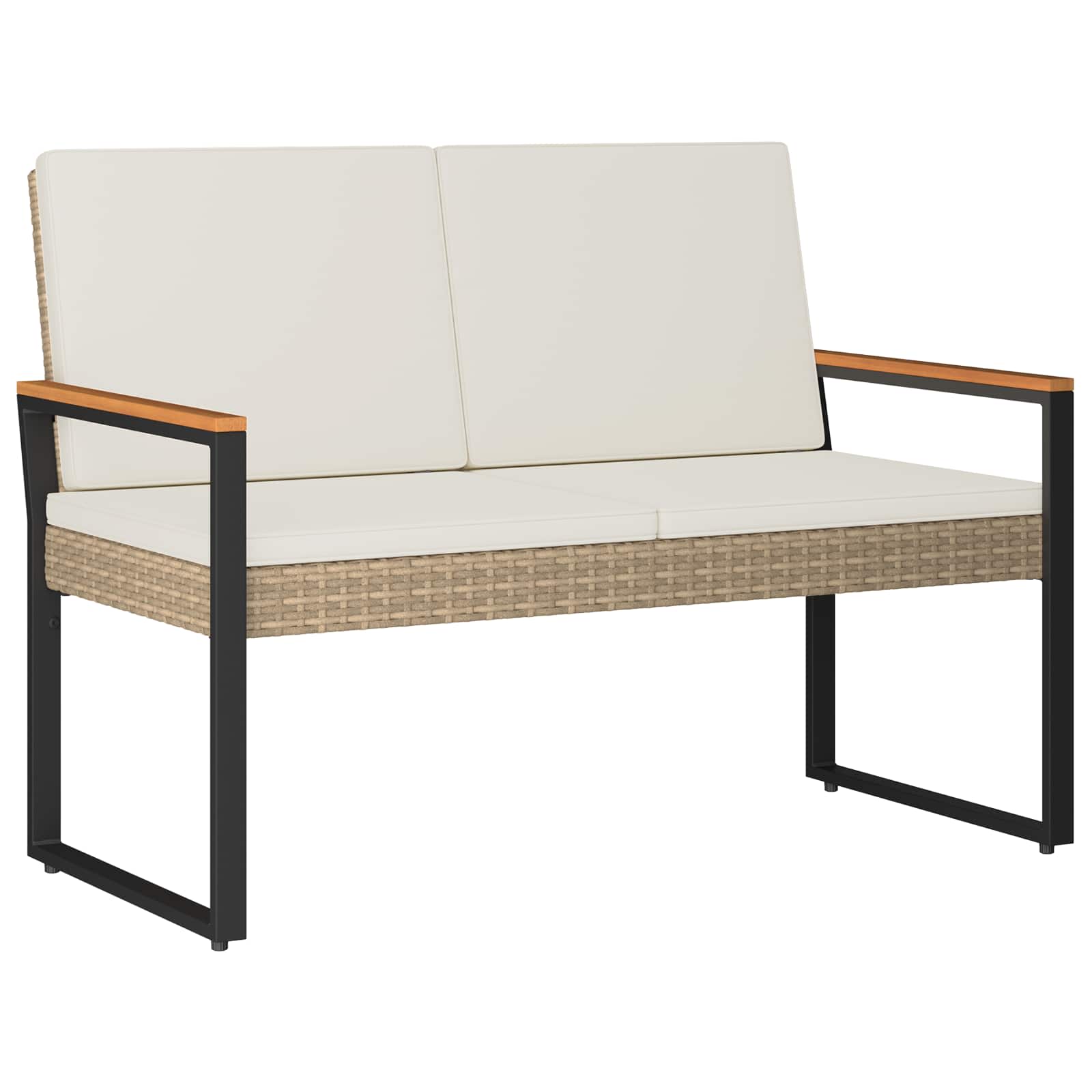 Bank Outdoor Beige und Cremeweiß 107 x 61 x 80 cm Poly-Rattan