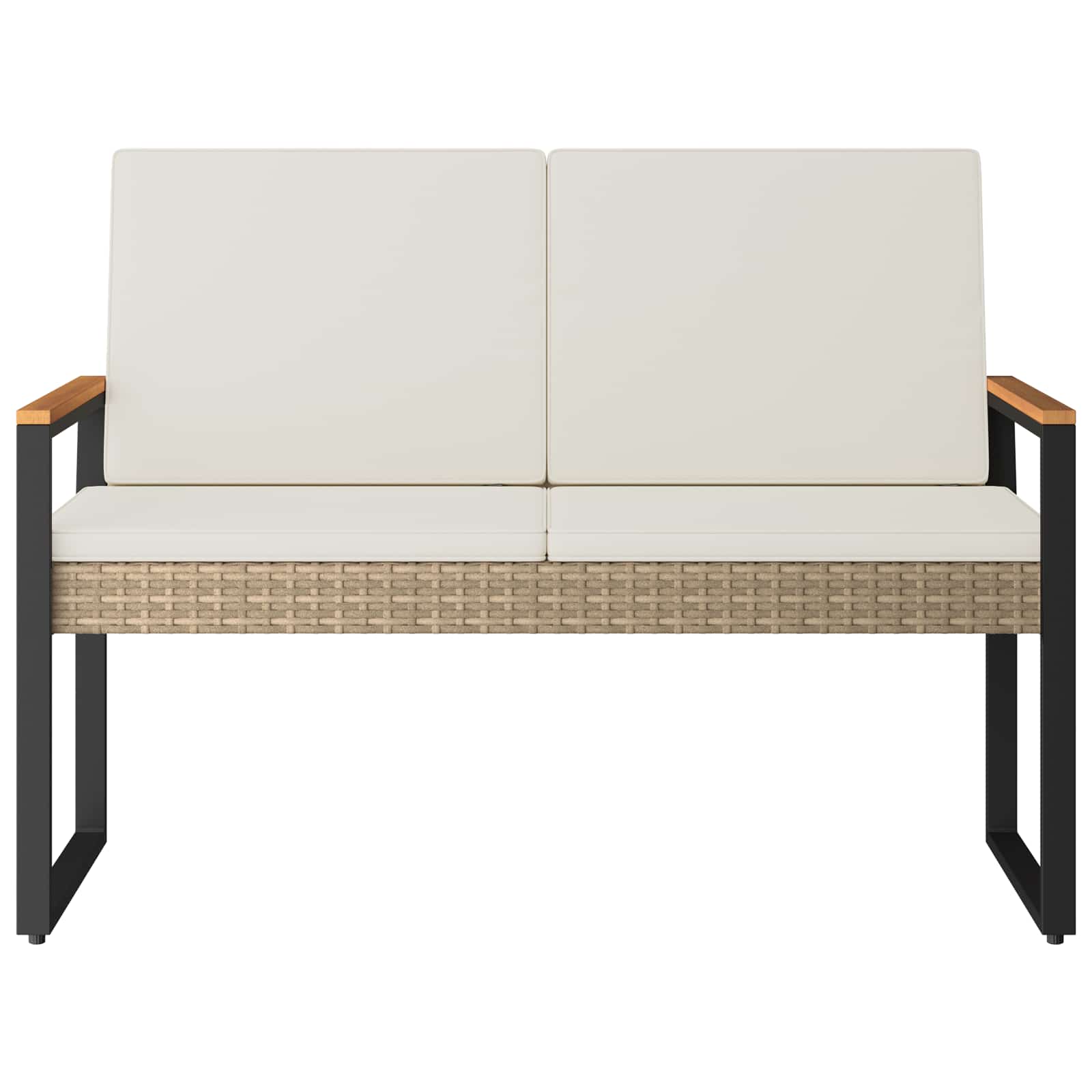 Bank Outdoor Beige und Cremeweiß 107 x 61 x 80 cm Poly-Rattan