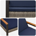Bank Outdoor Grau und Marineblau 107 x 61 x 80 cm Poly-Rattan