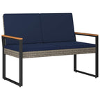 Bank Outdoor Grau und Marineblau 107 x 61 x 80 cm Poly-Rattan