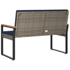 Bank Outdoor Grau und Marineblau 107 x 61 x 80 cm Poly-Rattan