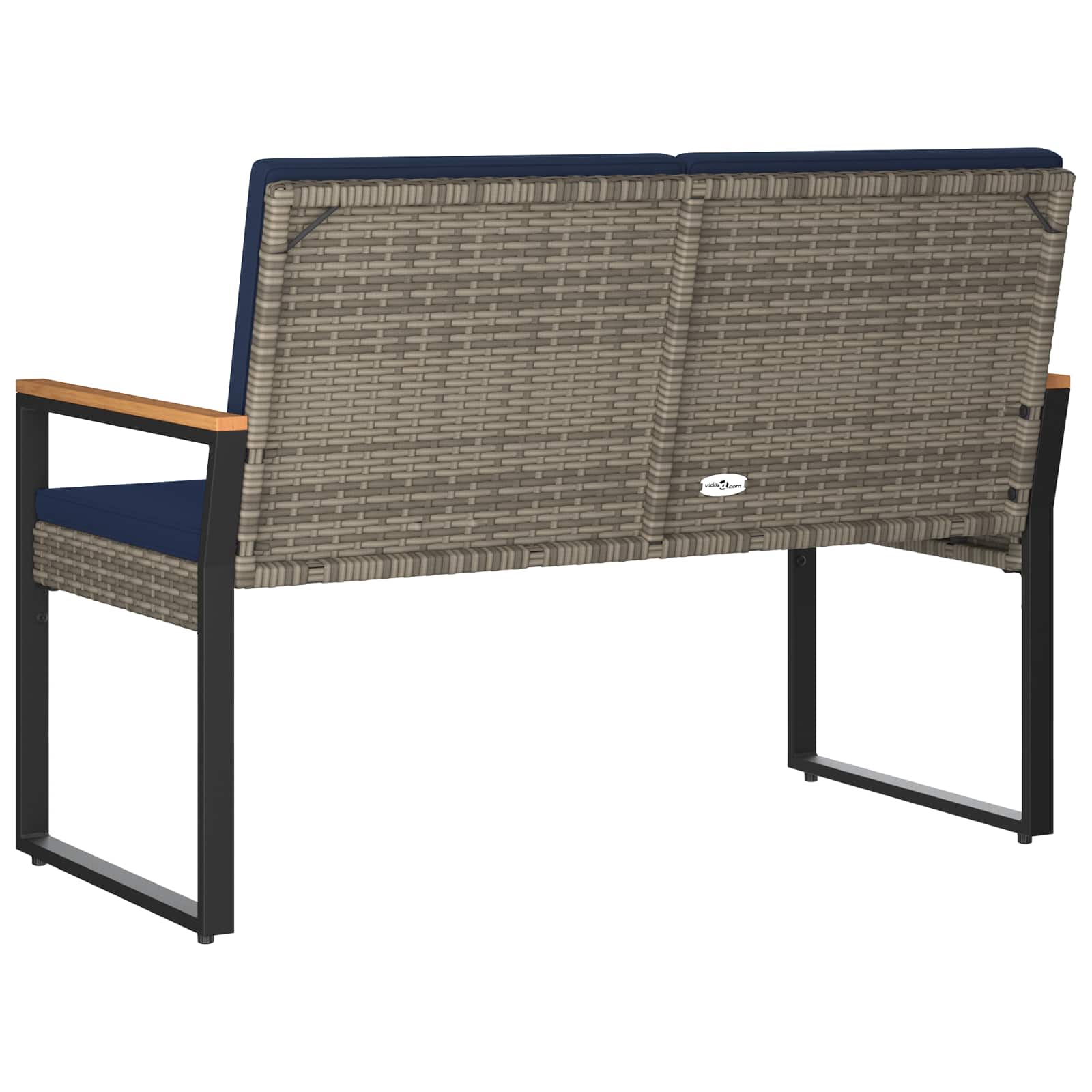 Bank Outdoor Grau und Marineblau 107 x 61 x 80 cm Poly-Rattan