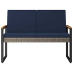 Bank Outdoor Grau und Marineblau 107 x 61 x 80 cm Poly-Rattan