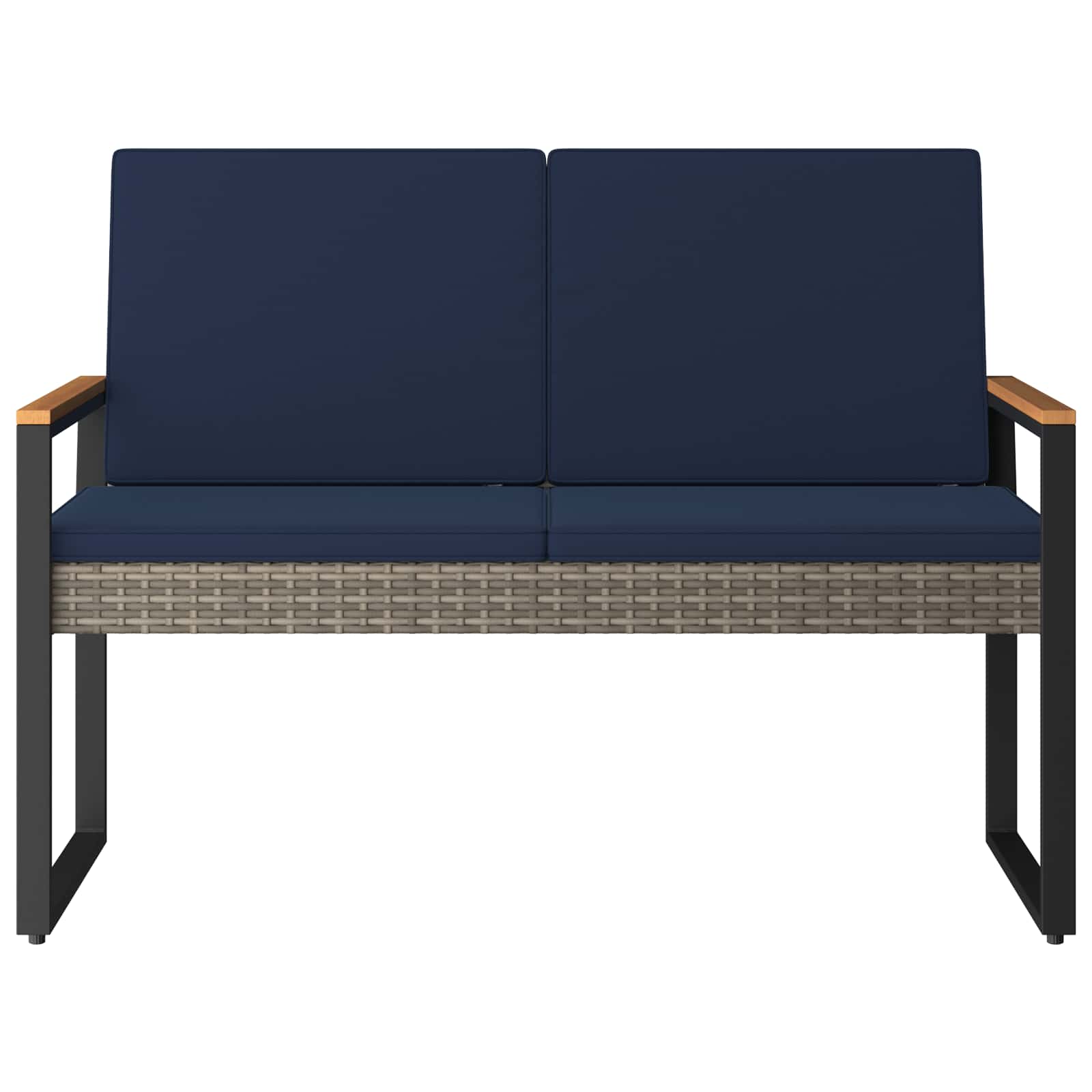 Bank Outdoor Grau und Marineblau 107 x 61 x 80 cm Poly-Rattan