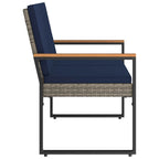 Bank Outdoor Grau und Marineblau 107 x 61 x 80 cm Poly-Rattan
