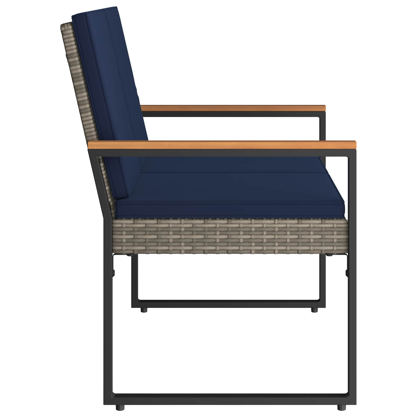 Bank Outdoor Grau und Marineblau 107 x 61 x 80 cm Poly-Rattan