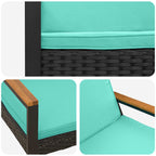 Bank Outdoor Schwarz und Türkis 107 x 61 x 80 cm Poly-Rattan