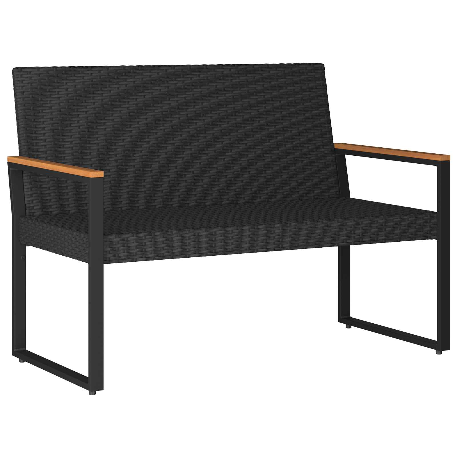 Bank Outdoor Schwarz und Türkis 107 x 61 x 80 cm Poly-Rattan