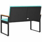 Bank Outdoor Schwarz und Türkis 107 x 61 x 80 cm Poly-Rattan