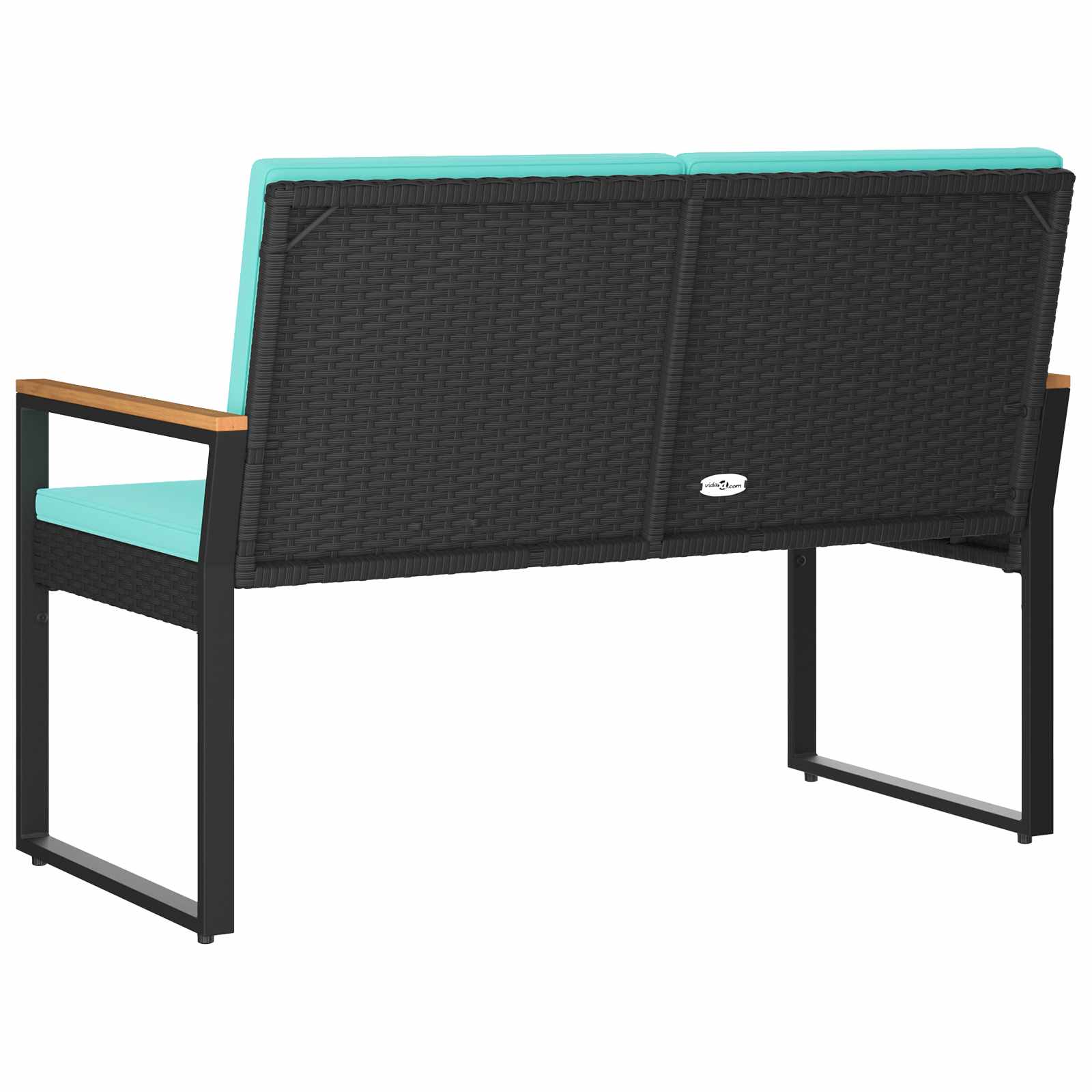 Bank Outdoor Schwarz und Türkis 107 x 61 x 80 cm Poly-Rattan