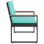 Bank Outdoor Schwarz und Türkis 107 x 61 x 80 cm Poly-Rattan