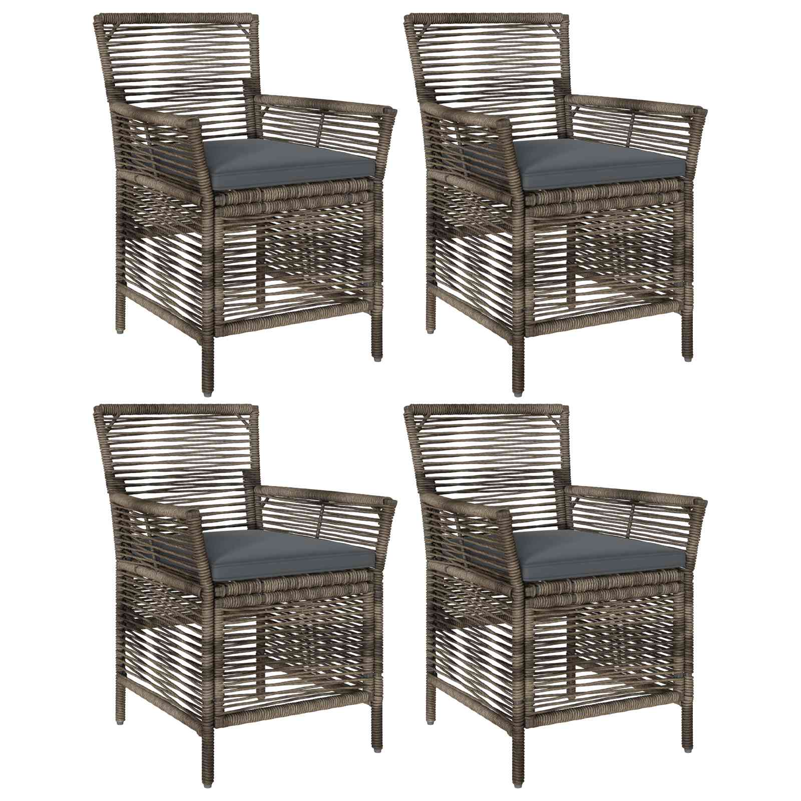 Gartenstuhl mit Kissen 4 pcs Grau und Dunkelgrau Poly-Rattan