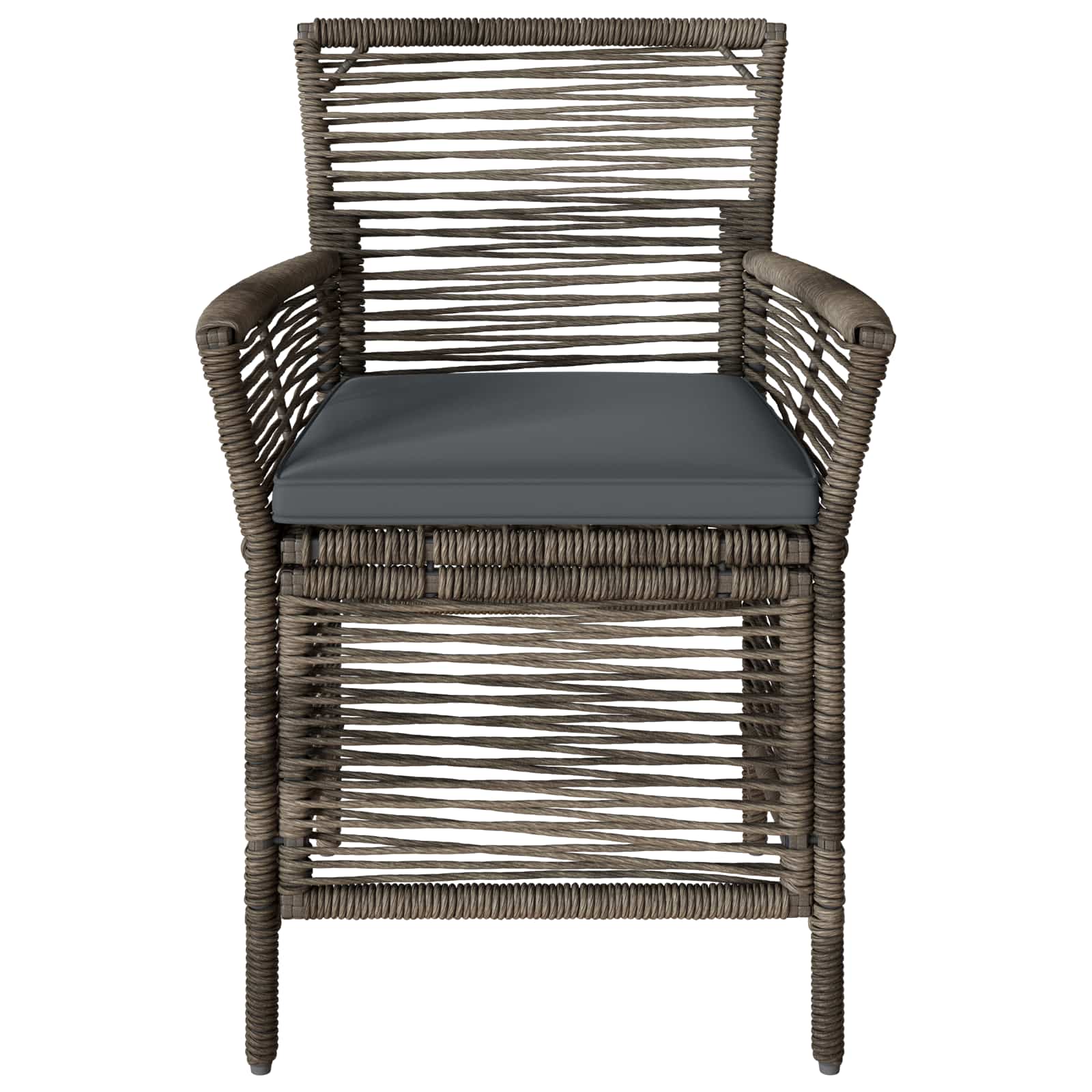 Gartenstuhl mit Kissen 4 pcs Grau und Dunkelgrau Poly-Rattan
