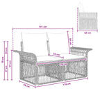 Garten-Sofa 2-Sitzanzahl Grau Poly-Rattan