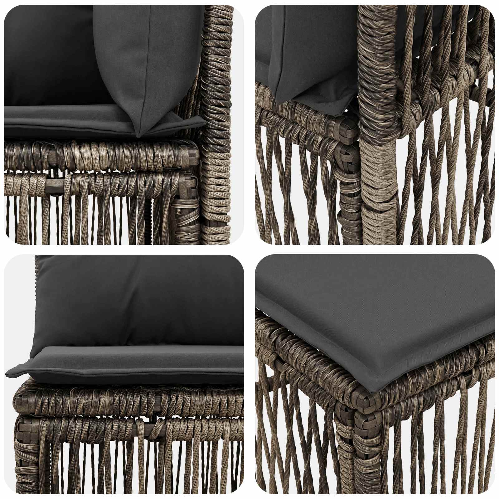 4-Sitzer-Sofa 4 pcs 4-Sitzanzahl Grau Poly-Rattan