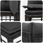 Modulares Outdoor-Ecksofa Schwarz Poly-Rattan