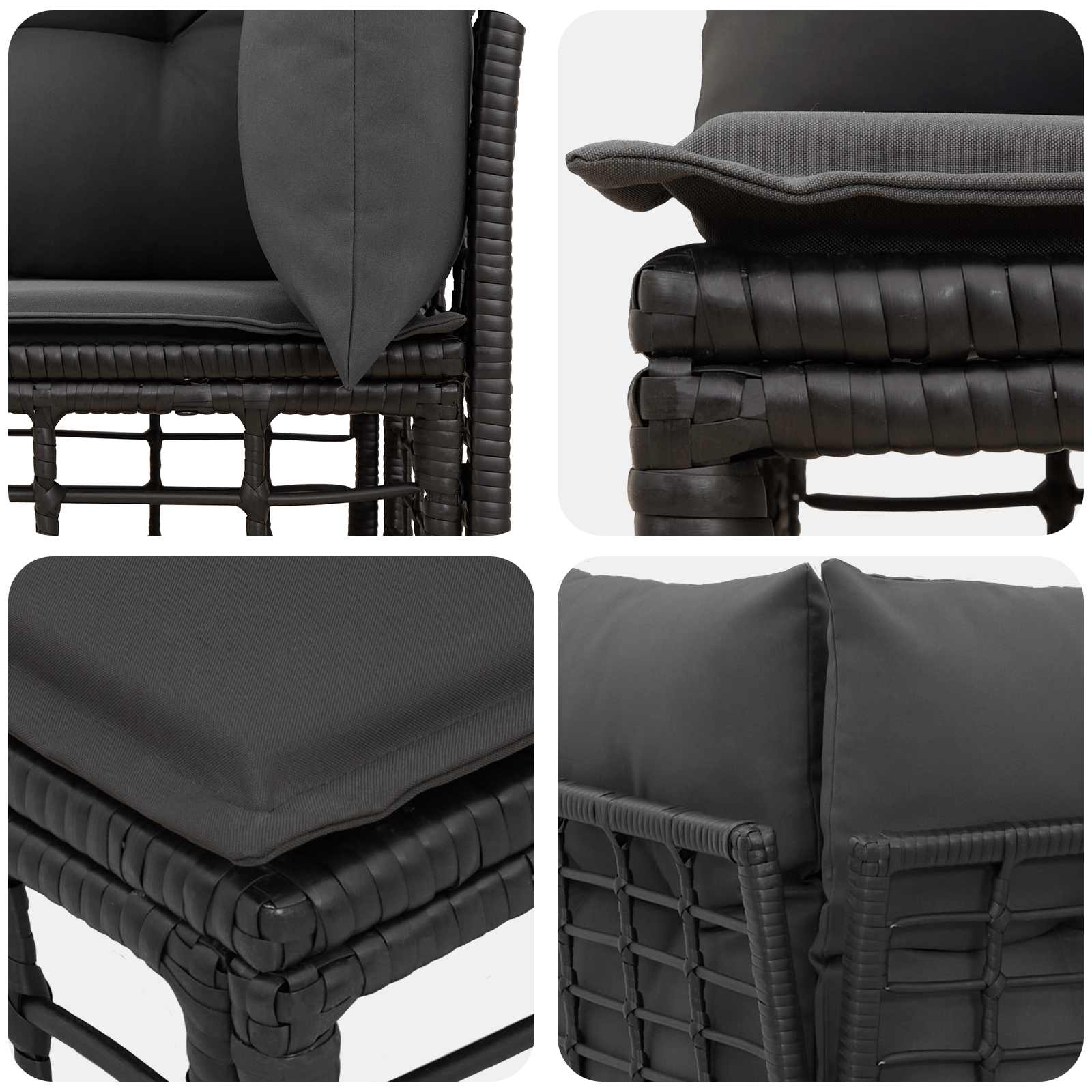 Modulares Outdoor-Ecksofa Schwarz Poly-Rattan