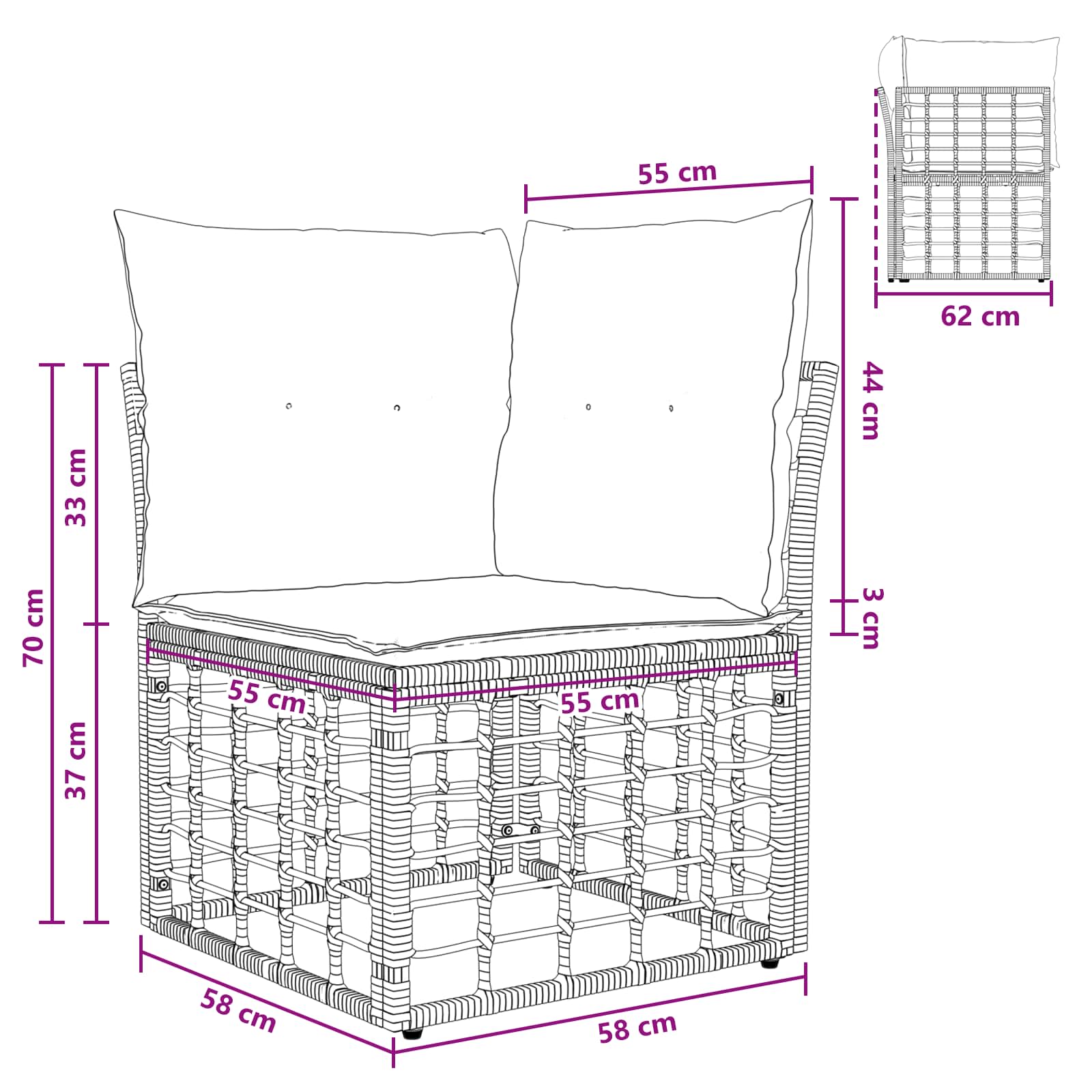 Modulares Outdoor-Ecksofa Schwarz Poly-Rattan
