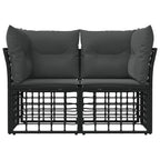 Outdoor-Lounge 2 pcs Schwarz und Dunkelgrau Poly-Rattan