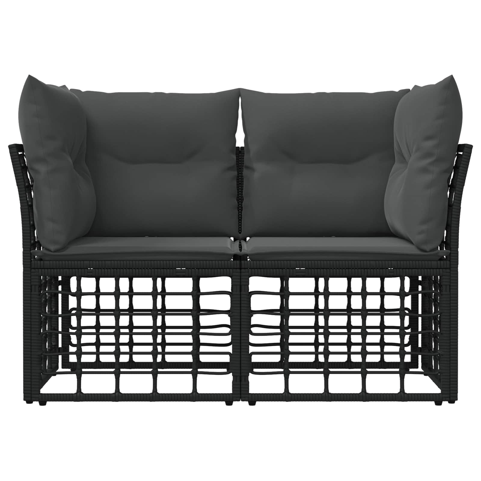 Outdoor-Lounge 2 pcs Schwarz und Dunkelgrau Poly-Rattan