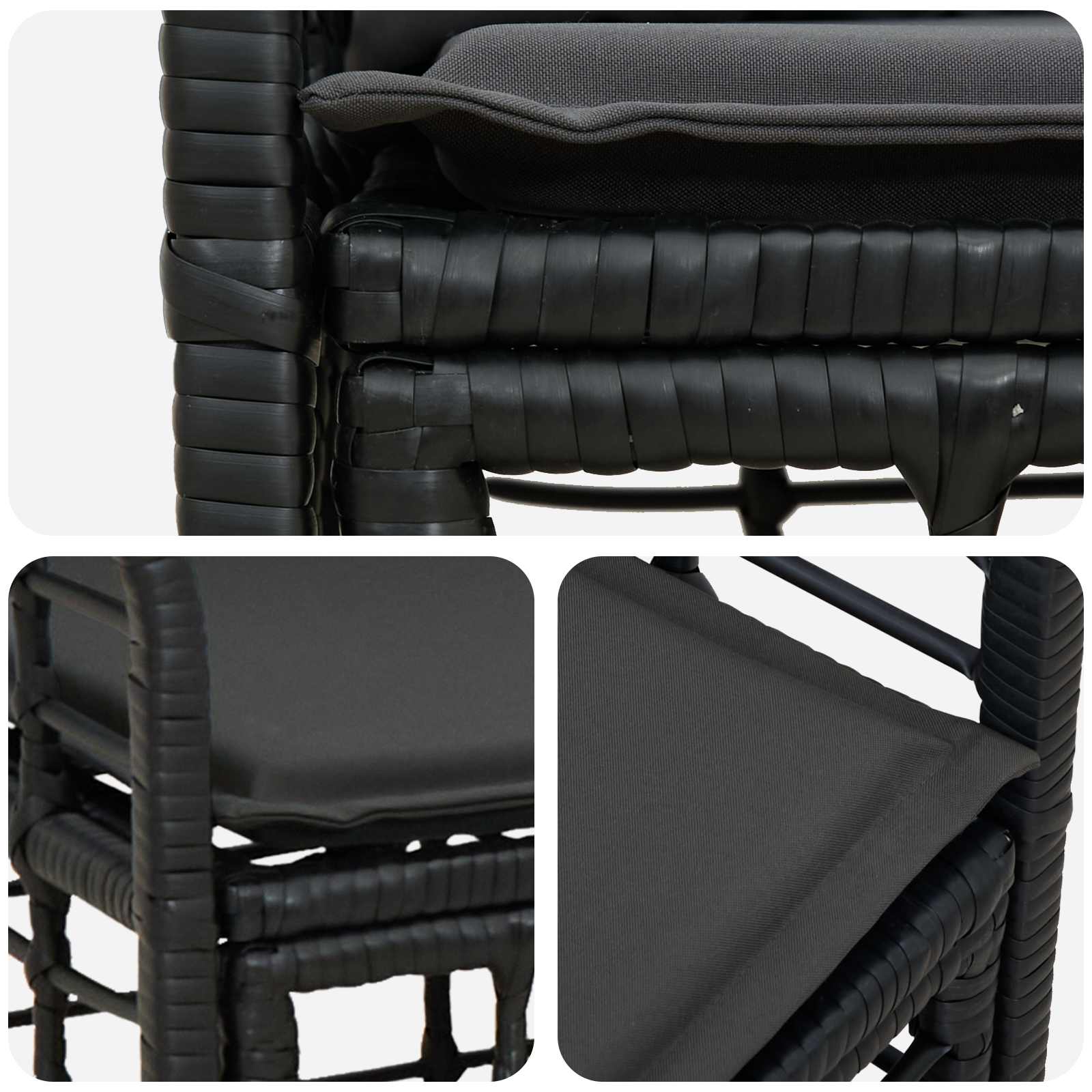 Outdoor-Lounge 2 pcs Schwarz und Dunkelgrau Poly-Rattan