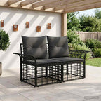 Outdoor-Lounge 2 pcs Schwarz und Dunkelgrau Poly-Rattan