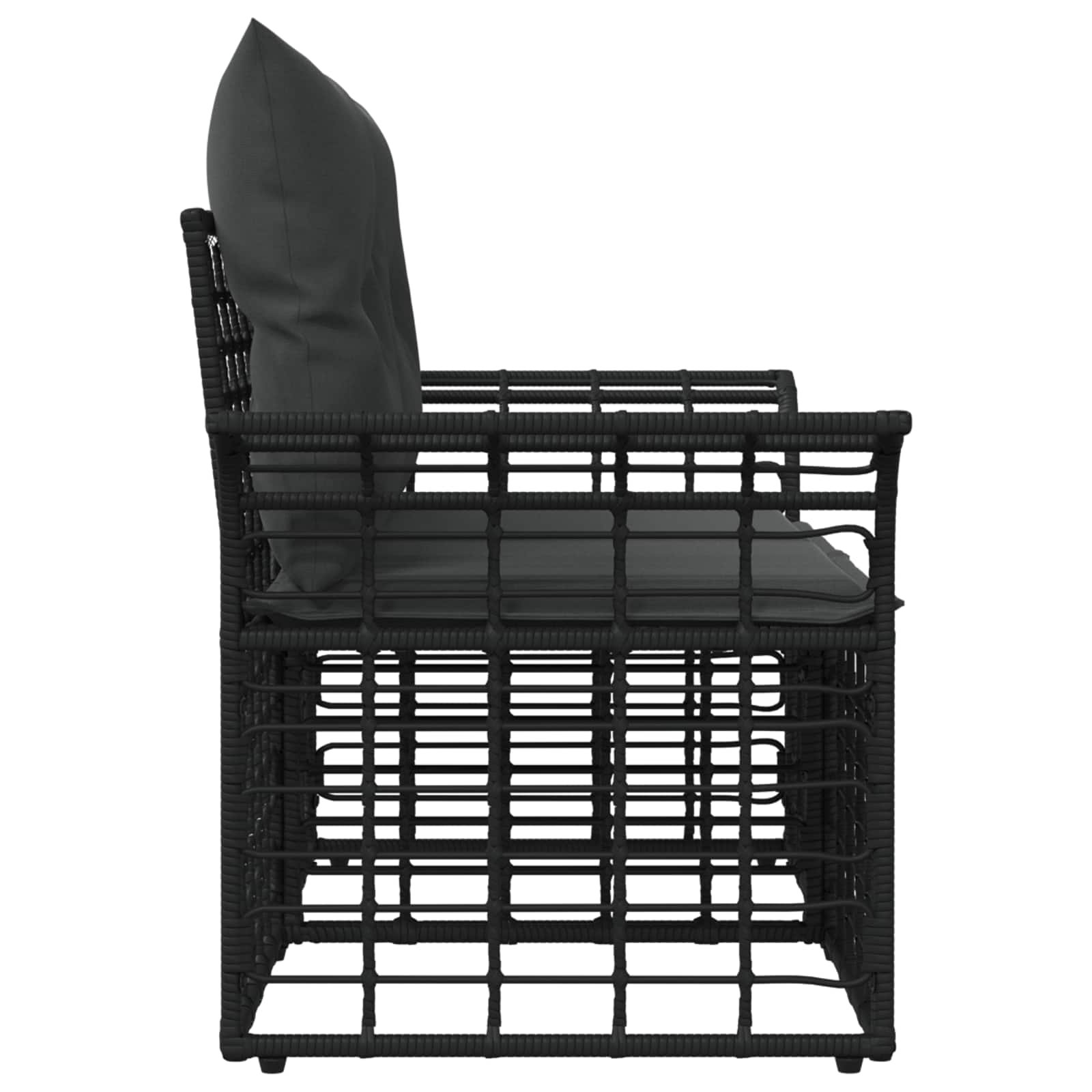 Outdoor-Lounge 2 pcs Schwarz und Dunkelgrau Poly-Rattan