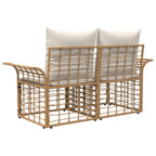 Outdoor-Lounge 2 pcs Natürlich und Cremweiß Poly-Rattan
